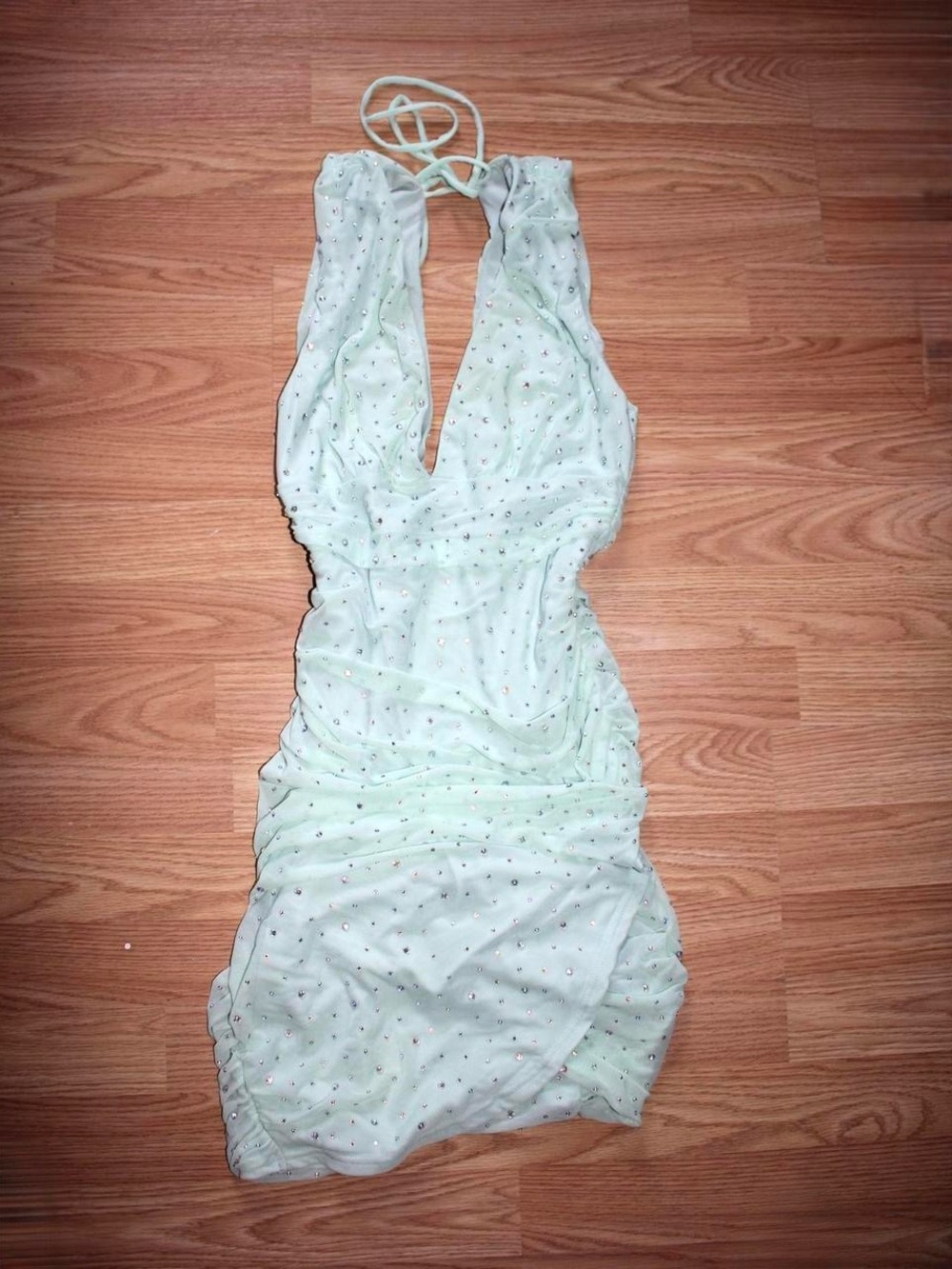 Elegant Mint Halter Evening Dress